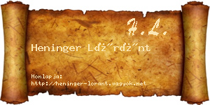 Heninger Lóránt névjegykártya